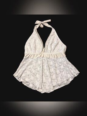 Y2K White Knit Halter Top by Venus!